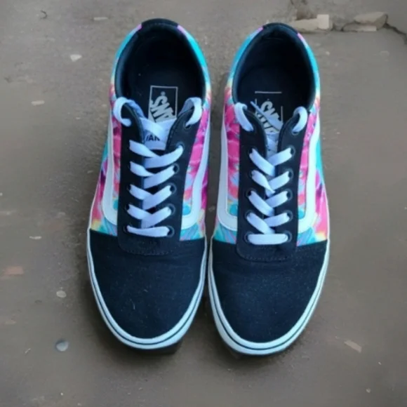Vans Ward Tie Dye Old Skool Skate Athletic Tennis Shoe Sneaker Rose Pink Black 9 - Picture 4 of 12